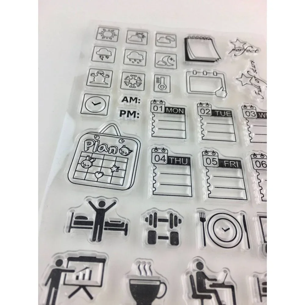 Daily Planner Stamp Kit Weather Activities Tracking 31 pc for Journals Diary mq